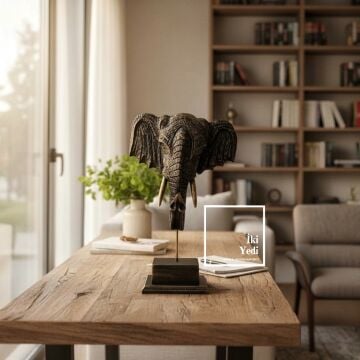 Thorpe Fil Başı Dekoratif Obje Fil Heykeli Ev ve Ofis Aksesuarı Hediyelik Eşya Bereket Simgesi Şık