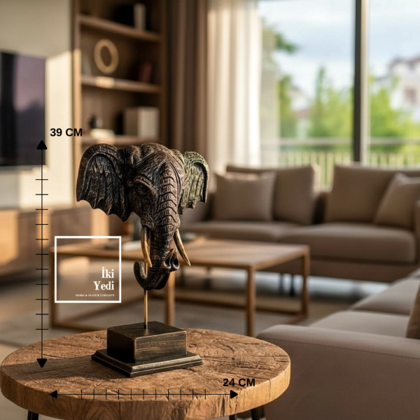Thorpe Fil Başı Dekoratif Obje Fil Heykeli Ev ve Ofis Aksesuarı Hediyelik Eşya Bereket Simgesi Şık