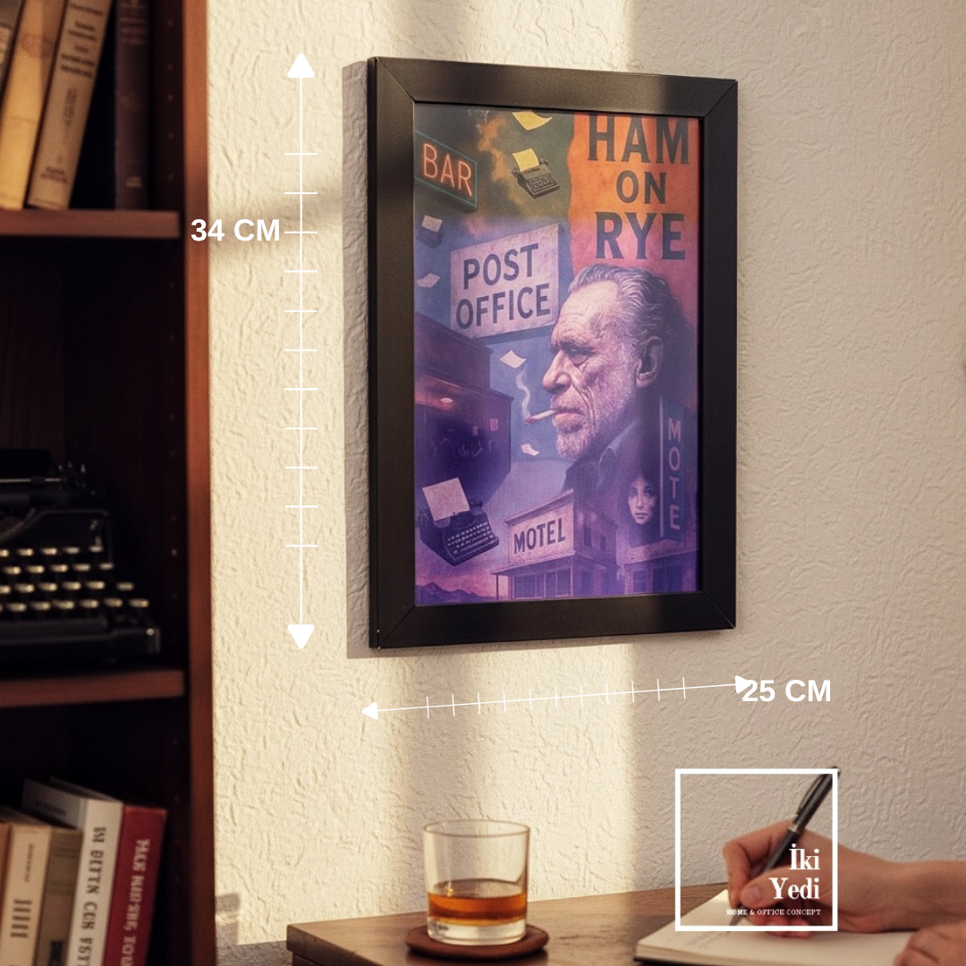 Charles Bukowski Poster Tablo Çerçeveli Duvar Dekoru Ofis Salon Kitaplık Modern Tablo Kuralsızlar