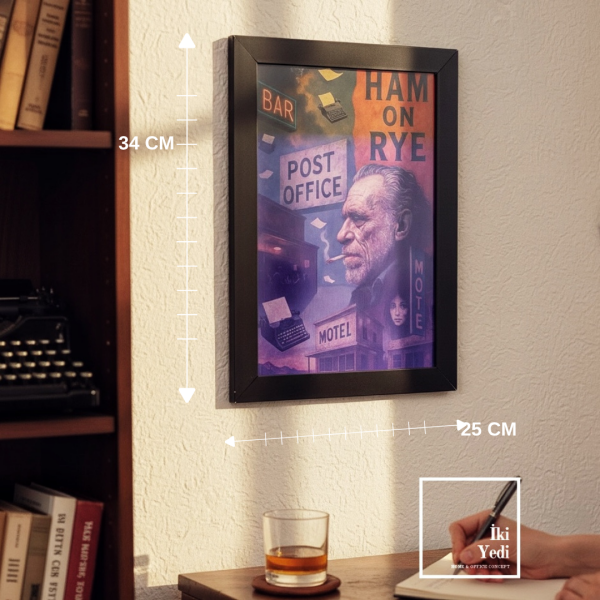 Charles Bukowski Poster Tablo Çerçeveli Duvar Dekoru Ofis Salon Kitaplık Modern Tablo Kuralsızlar