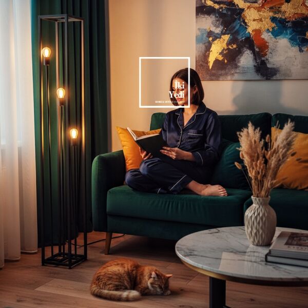 Loft Işığın Ritmi Luongo Endüstriyel Metal Lambader Salon Ofis Köşe Aydınlatma Lambası Hediyelik