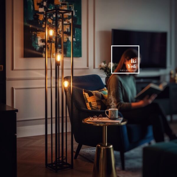 Loft Işığın Ritmi Luongo Endüstriyel Metal Lambader Salon Ofis Köşe Aydınlatma Lambası Hediyelik