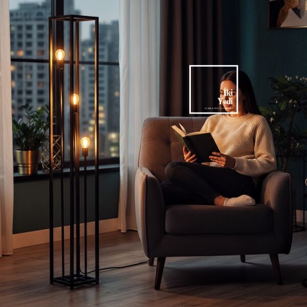 Loft Işığın Ritmi Luongo Endüstriyel Metal Lambader Salon Ofis Köşe Aydınlatma Lambası Hediyelik