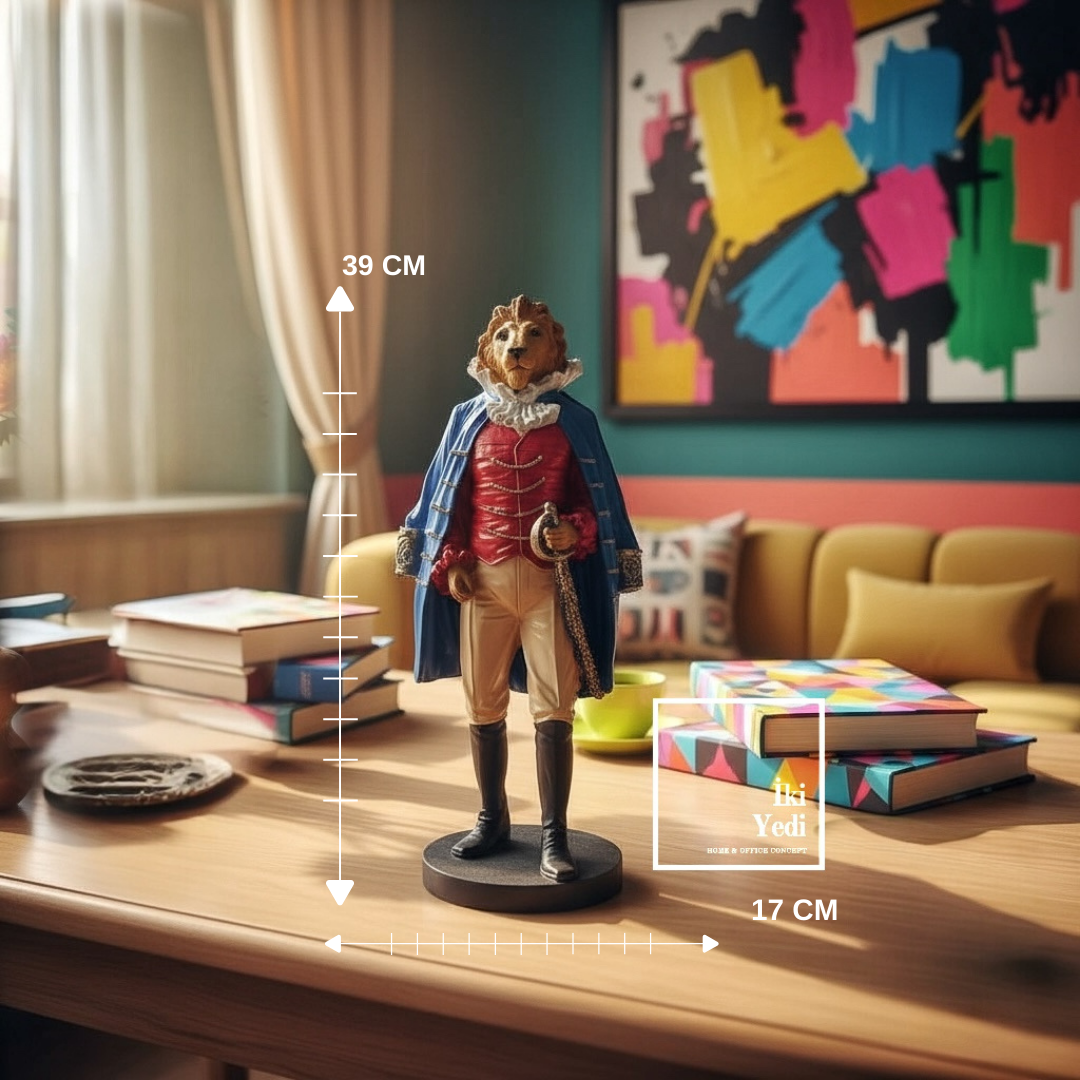 Patwell 771 Asil Amiral Aslan Heykeli Kurşun Asker Üniforması Figürlü Dekoratif Obje Ofis Hediyesi