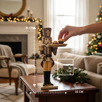 Krastev Fındıkkıran Figürlü İkramlık Kase Obje 36 cm Dekoratif Tepsi Biblo, Şık Ev & Ofis Aksesuarı