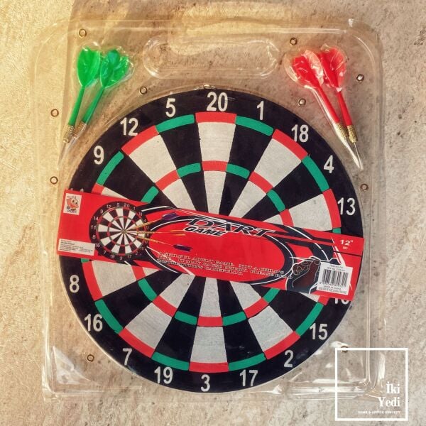 37 cm Dart Seti, Çift Taraflı Dart Tahtası ve 6 Ok, Eğlenceli Hedef Oyunu, Ofis ve Ev Hediyesi