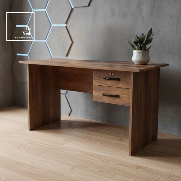 Repondant Ceviz Renk 70 x 140 cm Çekmeceli Çalışma Masası Ofis Büro Ev Personel Sekreter Masası