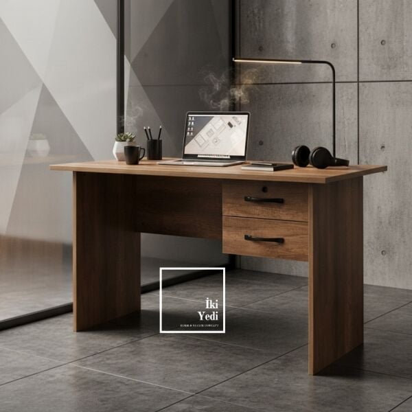 Repondant Ceviz Renk 70 x 140 cm Çekmeceli Çalışma Masası Ofis Büro Ev Personel Sekreter Masası