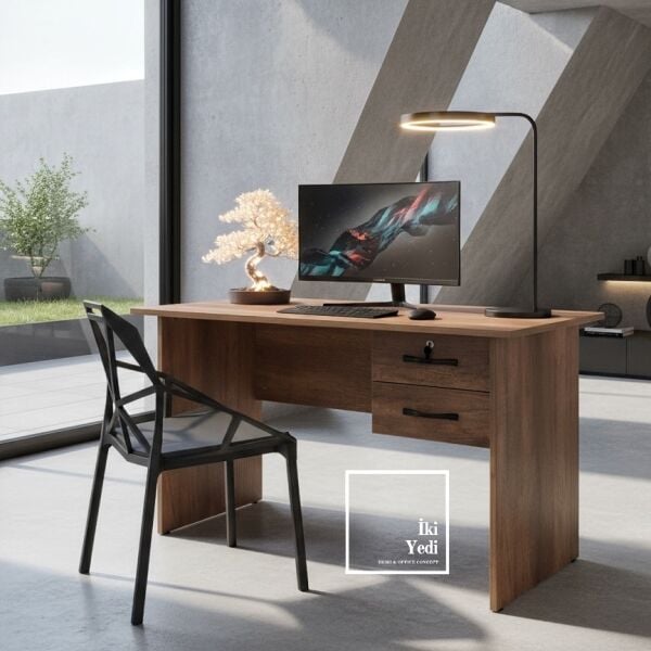 Repondant Ceviz Renk 70 x 140 cm Çekmeceli Çalışma Masası Ofis Büro Ev Personel Sekreter Masası