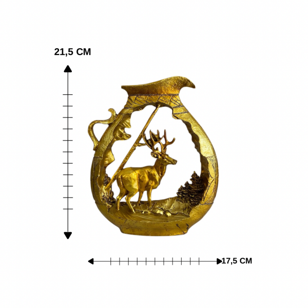 Souchon Geyik Biblosu Altın Dekoratif Heykel Salon Ofis Masa Üstü Şık Aksesuar Hediyelik Eşyalar