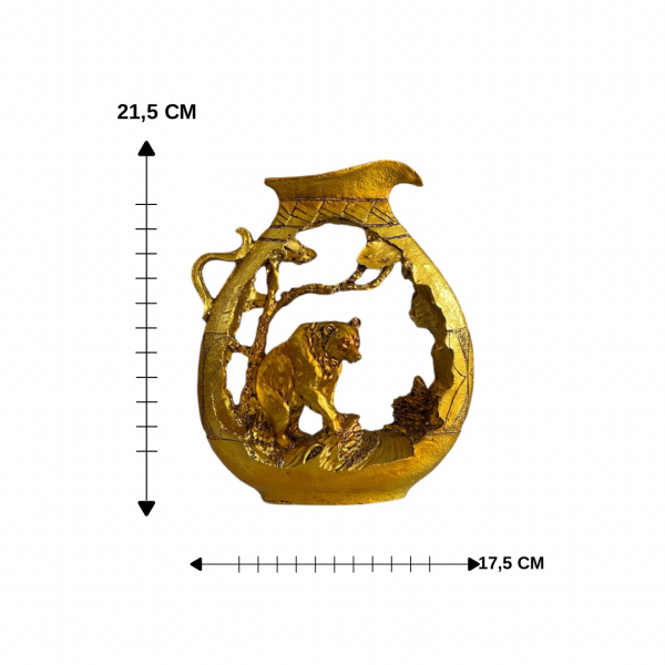Souchon Ayı Biblosu Altın Dekoratif Heykel Salon Ofis Masa Üstü Şık Aksesuar Hediyelik Eşyalar Eko