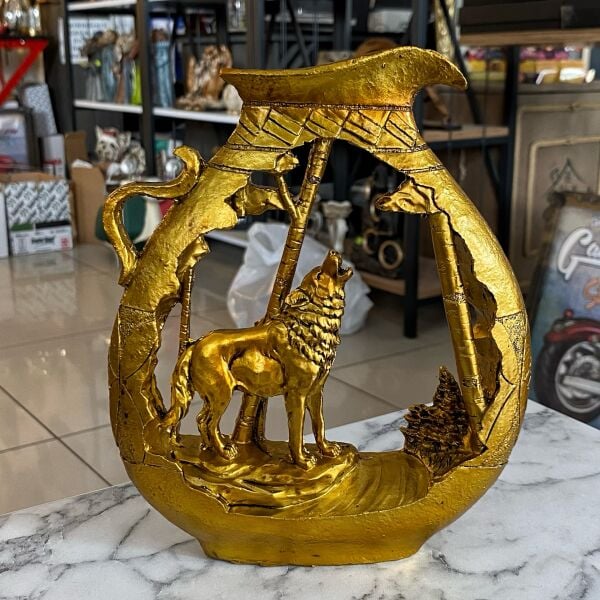 Souchon Kurt Biblosu Altın Dekoratif Heykel Salon Ofis Masa Üstü Güçlü Tasarım Aksesuar Hediyelik