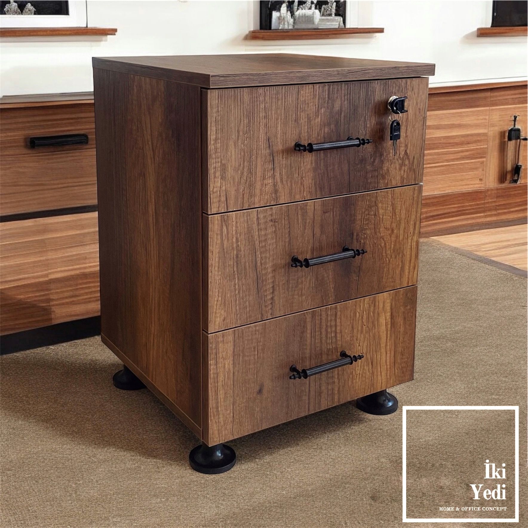 Elfe Ofis Tipi Keson Üçlü Çekmece Kilitli Masa Altı 3 Çekmeceli Dolap Etajer Dolabı Büro Mobilyası Ürünleri