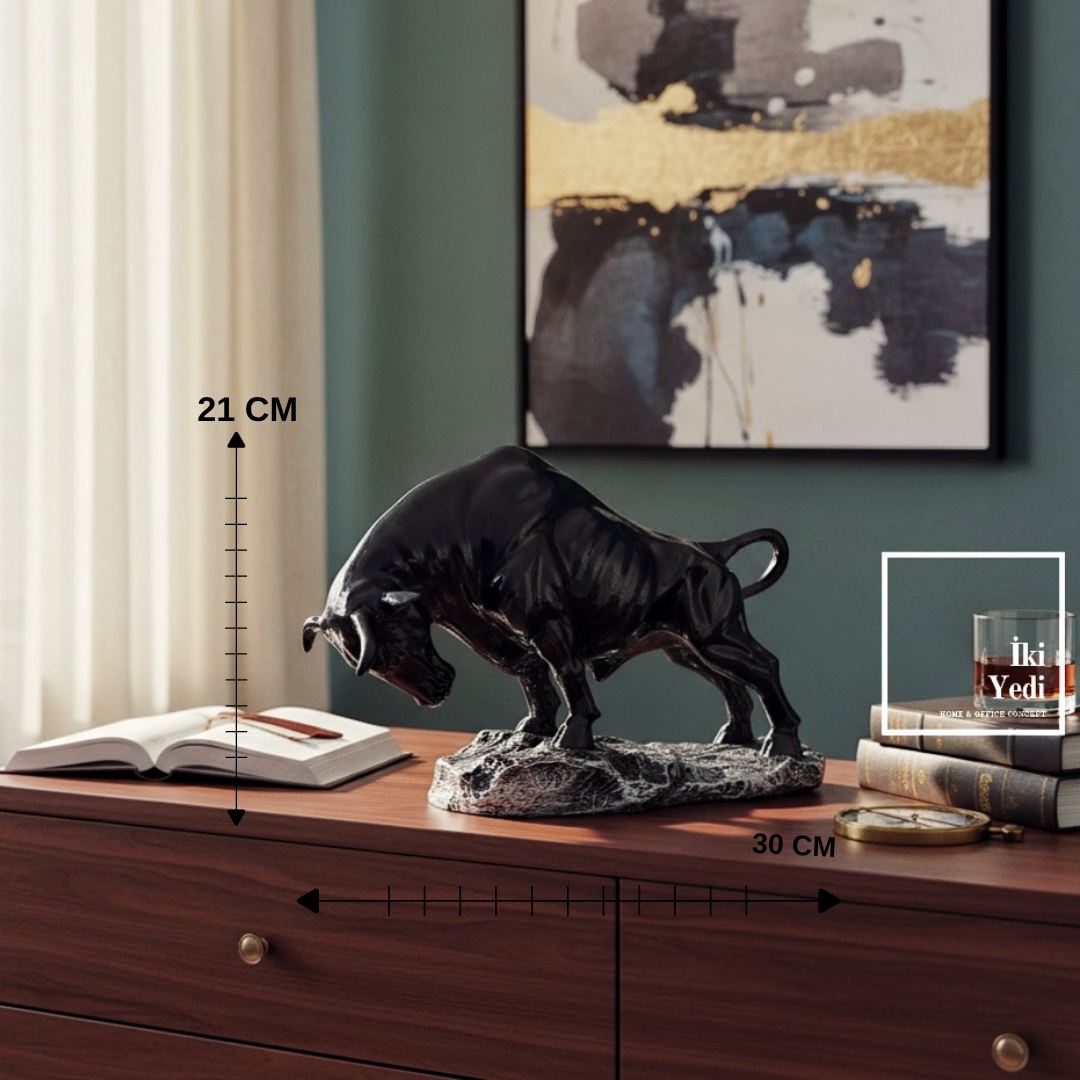 Wonton Boğa Biblosu Siyah Dekoratif Heykel Güç Sembolü Ofis Masa Üstü Salon Aksesuar Hediyelik Eşya