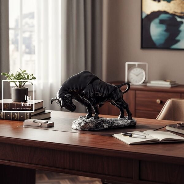 Wonton Boğa Biblosu Siyah Dekoratif Heykel Güç Sembolü Ofis Masa Üstü Salon Aksesuar Hediyelik Eşya