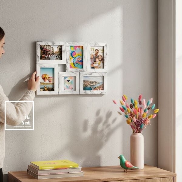 GLX Hatıra Katmanı Kolaj Fotoğraf Çerçevesi Duvar ve Masa Üstü Katlanır Dekoratif Çerçeve Beyaz