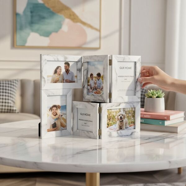GLX Hatıra Katmanı Kolaj Fotoğraf Çerçevesi Duvar ve Masa Üstü Katlanır Dekoratif Çerçeve Beyaz