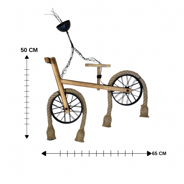 Rocco Işık Bisikleti Sarkıt Avize Halat Detaylı Rustik Aydınlatma Kafe Ev Ofis Dekor Hediyelik Eşya