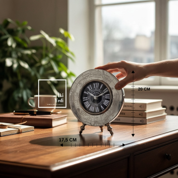 Maurice Krom Büyük Masa Saati, Antik Eskitme Dünya Haritalı Şömine ve Ofis Dekoru Lüks Hediyelik