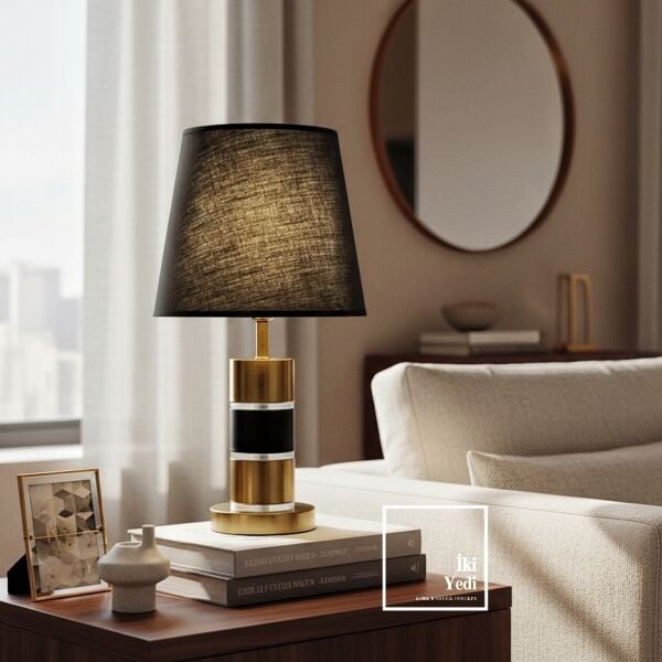 Tizpon Çekirdek Katman Abajur Modern Siyah Gold Masa Lambası Salon Yatak Odası Aydınlatma Hediyelik