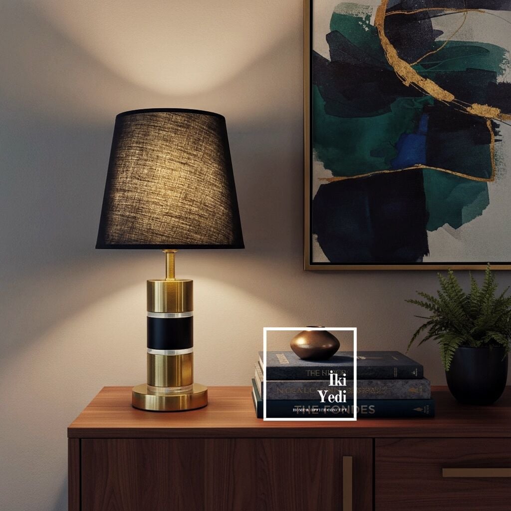 Tizpon Çekirdek Katman Abajur Modern Siyah Gold Masa Lambası Salon Yatak Odası Aydınlatma Hediyelik