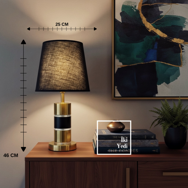 Tizpon Çekirdek Katman Abajur Modern Siyah Gold Masa Lambası Salon Yatak Odası Aydınlatma Hediyelik