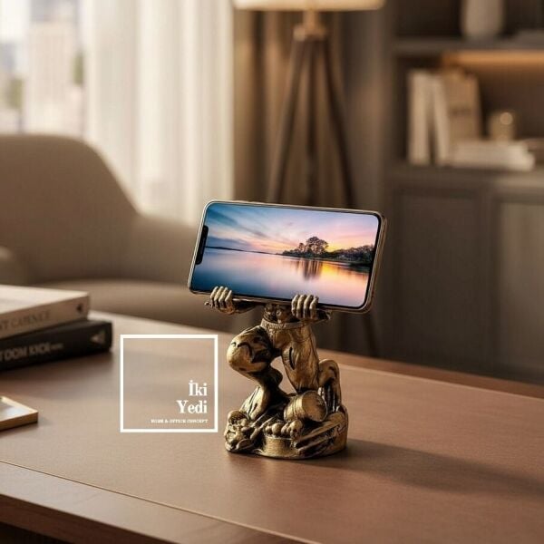 Hulk Figürlü Telefon Tutucu Biblo 20 cm Masaüstü Dekoratif Aksesuar Ofis Ev Tarz Hediyelik Eşyalar