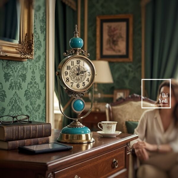 Rodripa Antik Zarafet 1750 Rokoko Dönemi Tasarım Sarkaçlı Masa Saati Konsol & Şömine Saati Lüks Şık