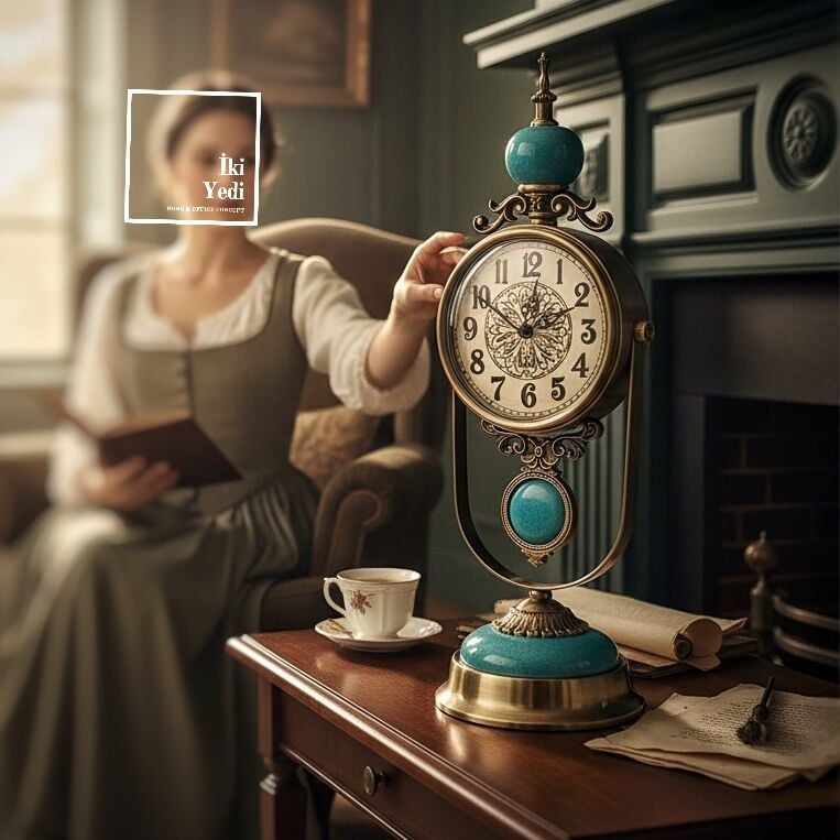 Rodripa Antik Zarafet 1750 Rokoko Dönemi Tasarım Sarkaçlı Masa Saati Konsol & Şömine Saati Lüks Şık