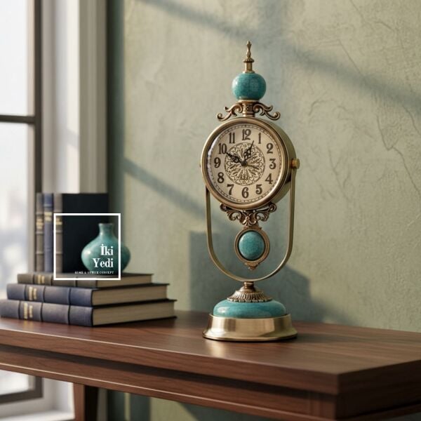 Rodripa Antik Zarafet 1750 Rokoko Dönemi Tasarım Sarkaçlı Masa Saati Konsol & Şömine Saati Lüks Şık