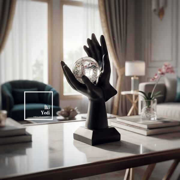 Boucho Umudu Ellerinde Tut Dekoratif Biblo Cam Küreli Modern Heykel Ofis Ev Aksesuarı Hediyelik Şık