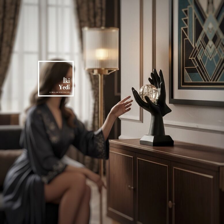 Boucho Umudu Ellerinde Tut Dekoratif Biblo Cam Küreli Modern Heykel Ofis Ev Aksesuarı Hediyelik Şık