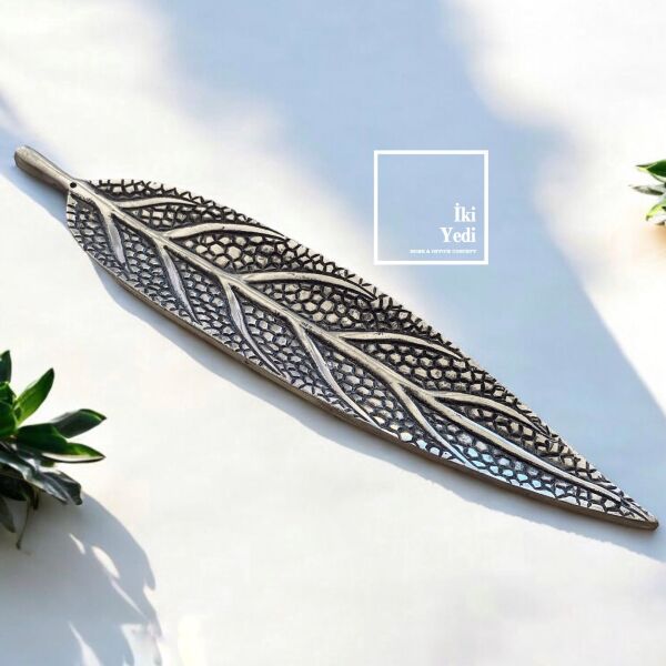 Estelle Yaprak Desenli Metal Tütsülük – Yıkanabilir Çubuk Tütsü Kabı, Meditasyon Aksesuarı