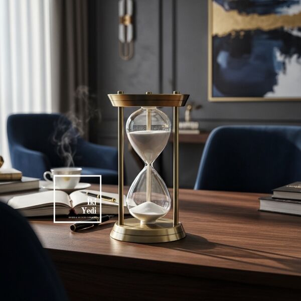 Anton 771 Golden Pirinç Kum Saati 60 Dakika Zaman Ölçer Ofis Masaüstü Dekoratif Hediyelik Ofis Özel