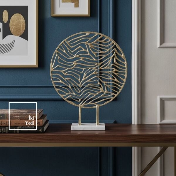 Milhaud 771 Dekoratif Altın Daire Obje Modern Salon Ofis Masa Üstü Şık Tasarım Aksesuar Hediyelik