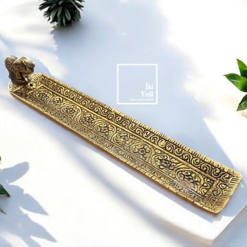 Estelle 77-5 Metal Tütsülük Yıkanabilir Temizlenebilir Gold Renk Fil Tasarım Çubuk Tütsü Kabı Tütsülük Modeli Meditasyon