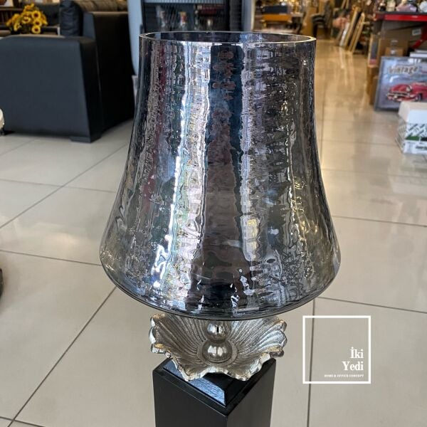 Cornella Akdeniz'in Işığı 76 cm Ayaklı Dekoratif Mumluk Şamdan Cam Abajur Tasarımlı Vazo Obje Fener