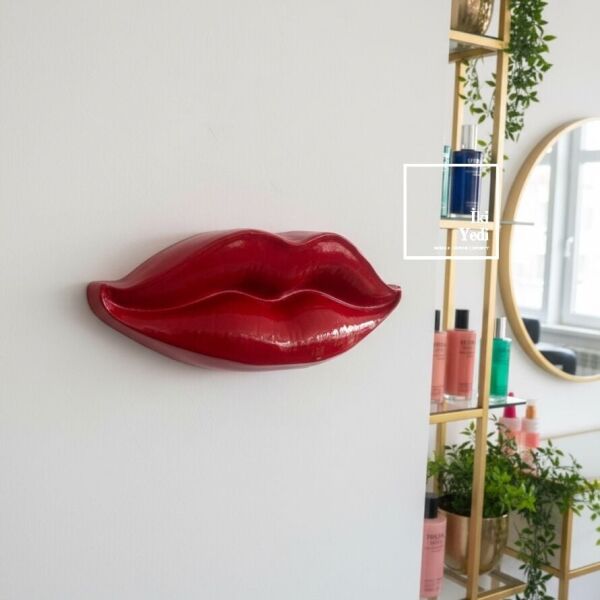 Sarah Kırmızı Dudak Formlu Duvar Dekoru 53 cm | Modern Pop Art Tasarım, Ev ve Mekân Aksesuarı Retro
