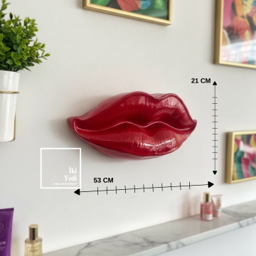 Sarah Kırmızı Dudak Formlu Duvar Dekoru 53 cm | Modern Pop Art Tasarım, Ev ve Mekân Aksesuarı Retro