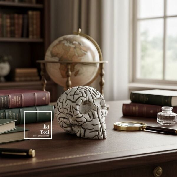 Qiao Beyin Formlu Dekoratif Masaüstü Obje Kurukafa Modern Ofis ve Ev Dekoru, Düşünce Temalı Tasarım