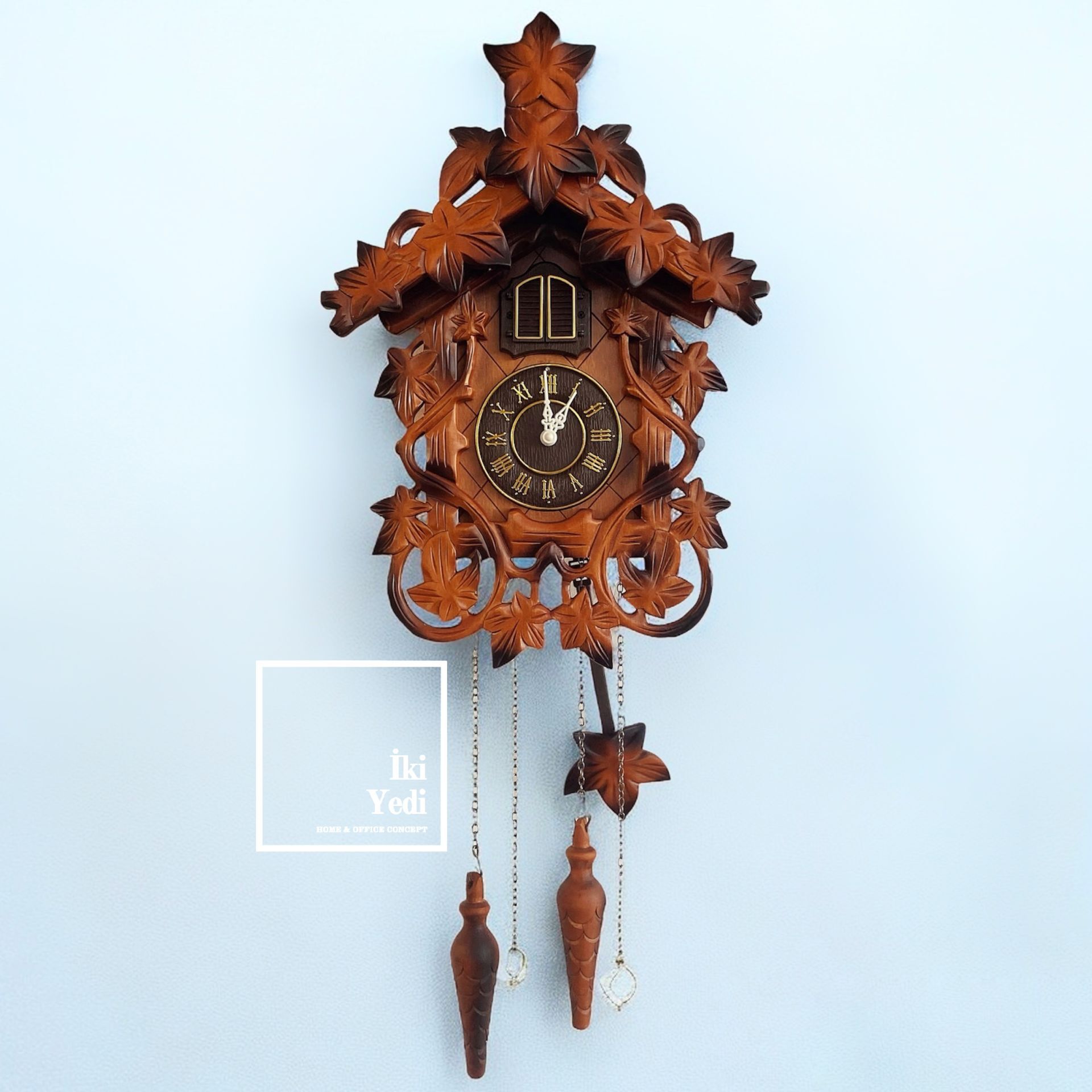 Abernethy Ahşap Oyma Guguklu Saat Sarkaçlı Duvar Saati Antika Tasarım Klasik Lüks Hediyelikler Ev Ofis Büro Wood Clock