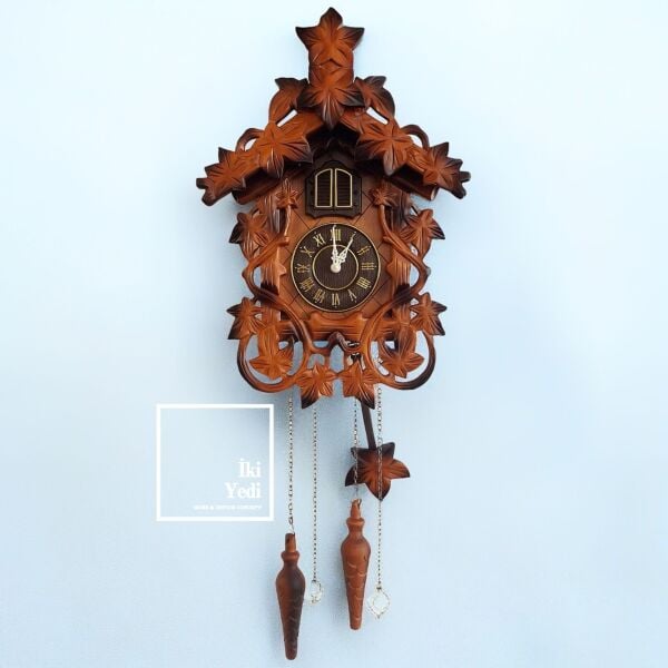 Abernethy Ahşap Oyma Guguklu Saat Sarkaçlı Duvar Saati Antika Tasarım Klasik Lüks Hediyelikler Ev Ofis Büro Wood Clock