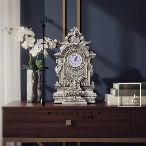 Poveda Zamana Saklı Köşe Antik Masa Saati Neoklasik Dekoratif Şömine Konsol Saat Vintage Tasarım