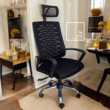 Cavalier Spor Model Modern Ofis Mobilyası Takımı Büro Yönetici Masası Seti Fileli Sandalye Grup Renkli Sarı Antrasit Gri