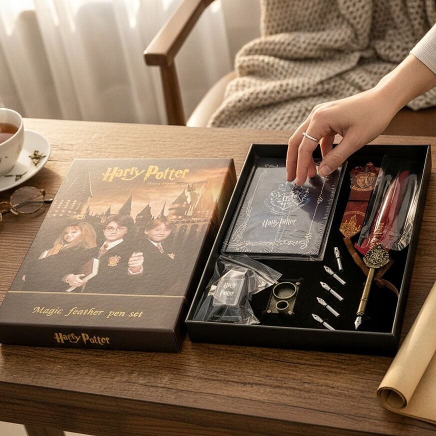 Harry Potter Divit Hokka Seti Defterli Kutulu Kalem Seti Fantastik Yazı Takımı Hediyelik Günlük