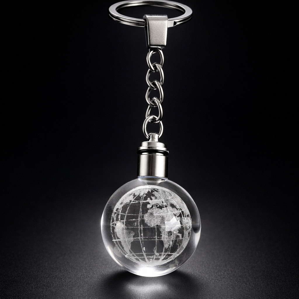 Kristal Dünya Anahtarlık Cam Küre Harita Figürlü Metal Anahtarlık Şık Hediye Aksesuar Ekonomik Ürün