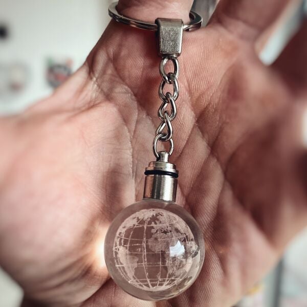 Kristal Dünya Anahtarlık Cam Küre Harita Figürlü Metal Anahtarlık Şık Hediye Aksesuar Ekonomik Ürün