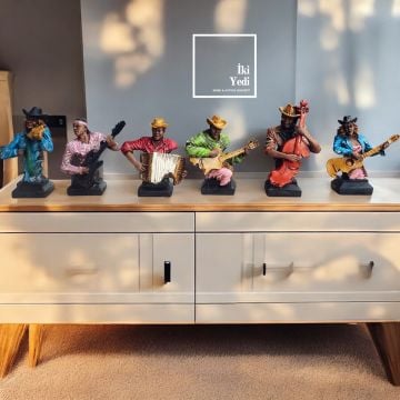 Reverdi Müzik Grubu Müzisyen Biblo Heykel Dekoratif Obje Çello Keman Gitar Akordiyon Ev Dekorasyonu Ofis Hediyesi
