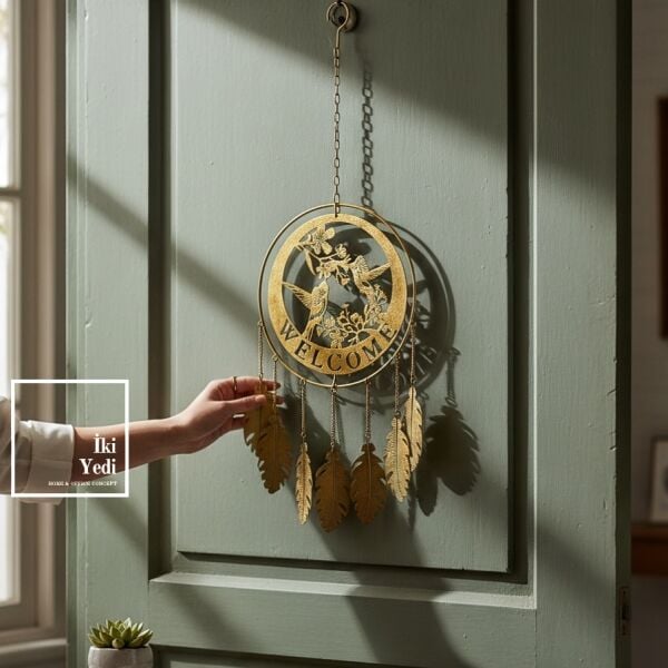 Valaker – İskandinav Kuşlarıyla Welcome Karşılama Duvar Dekoru Metal Kapı Süsü Giriş Aksesuarı Şık