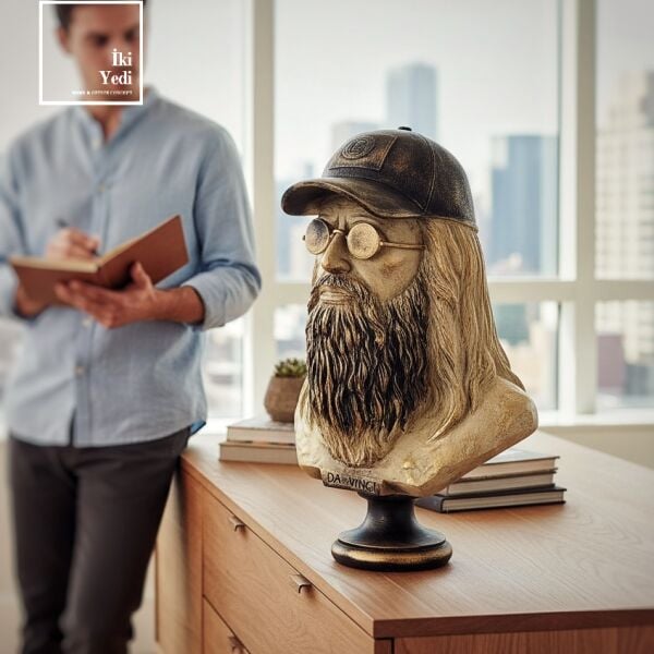 Tarihin Dahisi Leonardo Da Vinci'nin Anakronistik Büst Heykeli Sıradışı Biblo Objeler Hediyelik